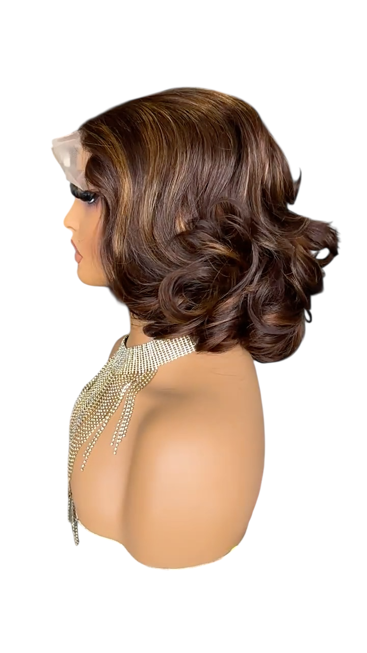 4×6 lace wig 8-inch Super double drawn fashionable big curly short real hair