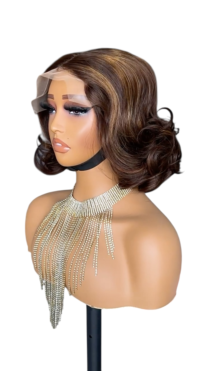 4×6 lace wig 8-inch Super double drawn fashionable big curly short real hair