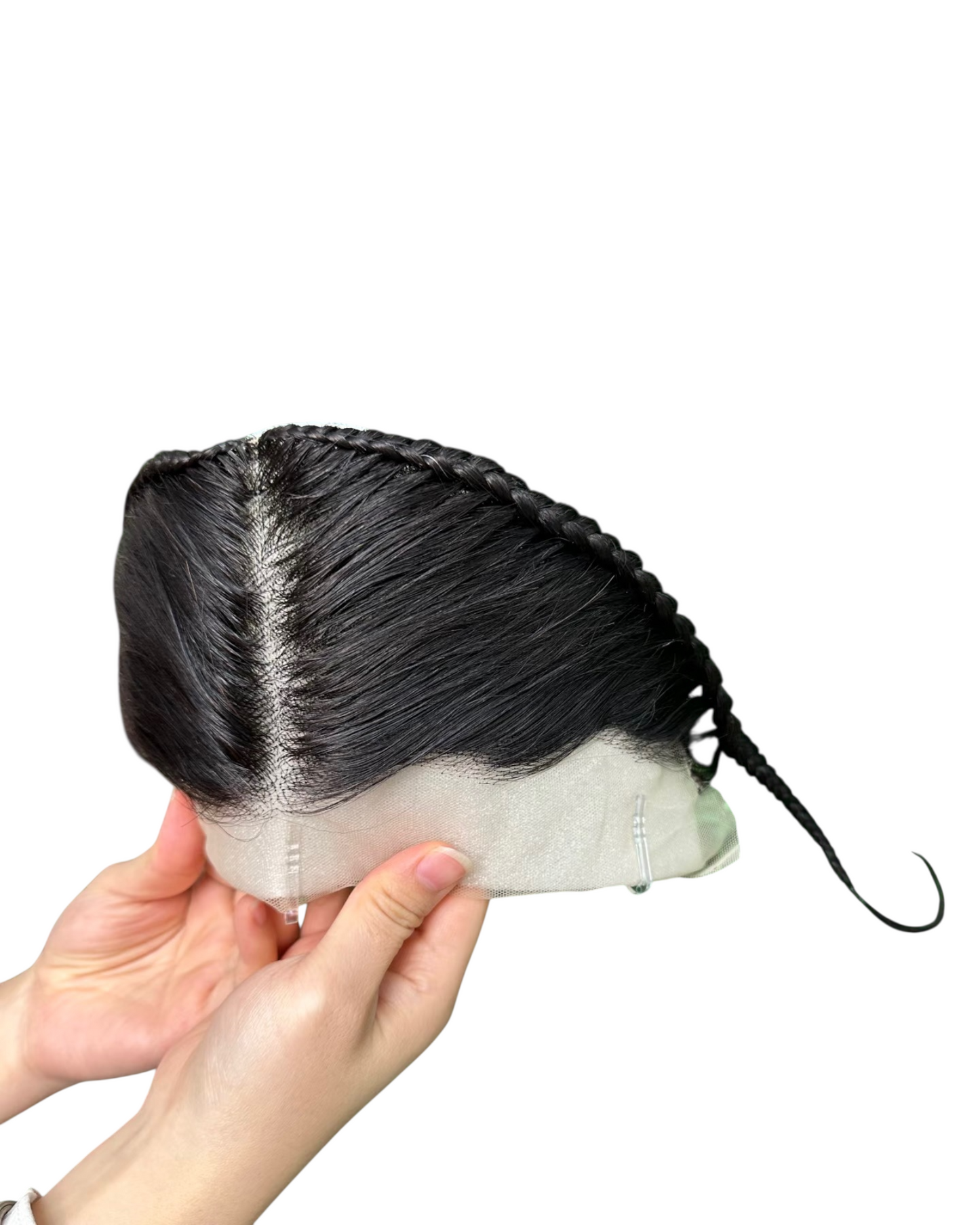 13*4 Transparent Lace Braided 12 inch Topper Frontal Hairpiece Auto Gele for Turban Half Wigs Hedband Wigs