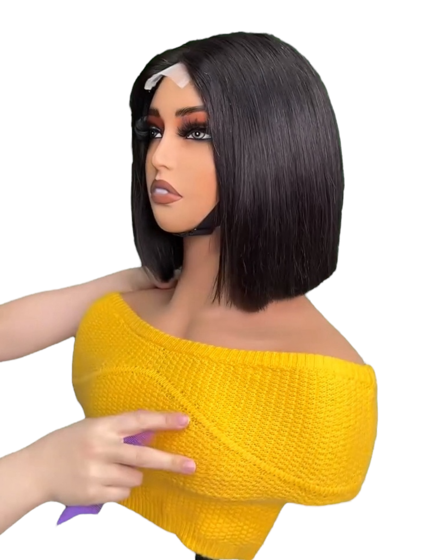 Kim k closure bone straight bob wig 300%