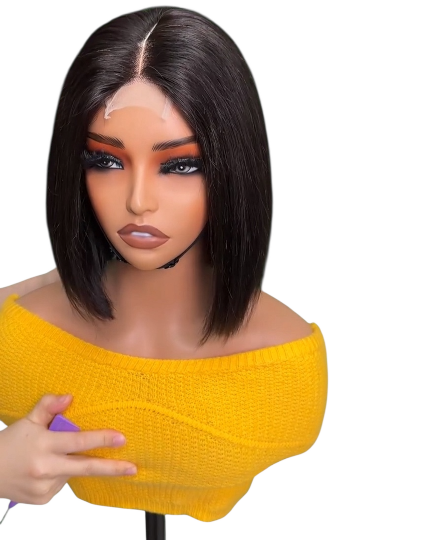 Kim k closure bone straight bob wig 300%