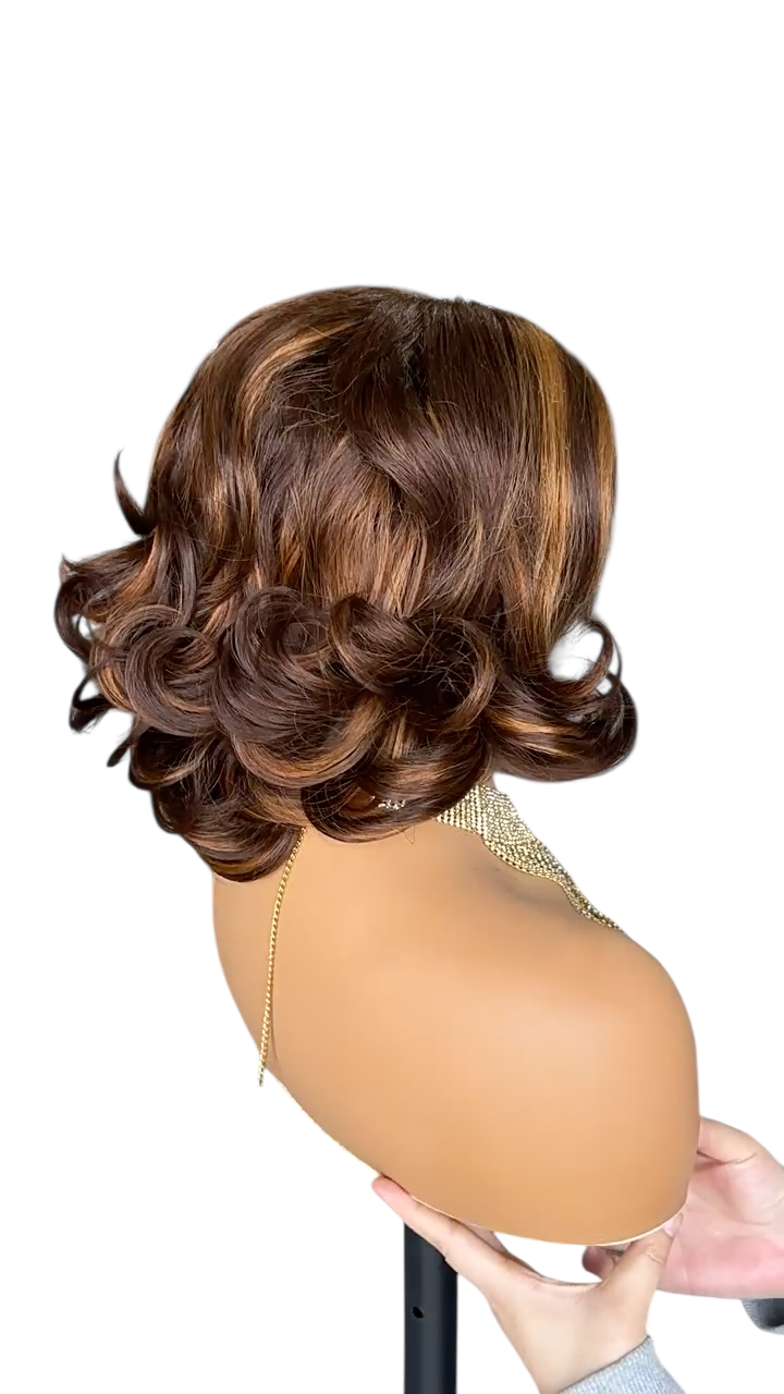 4×6 lace wig 8-inch Super double drawn fashionable big curly short real hair
