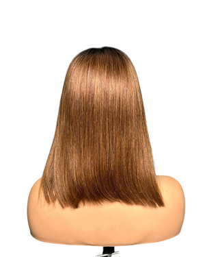 4*4 closure fringe bob wig 12 inch, 1b 4# ombrecolor