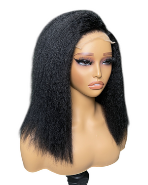 Cabello humano con encaje transparente de 5x5 y estilo bob estilo yaki de 12 pulgadas