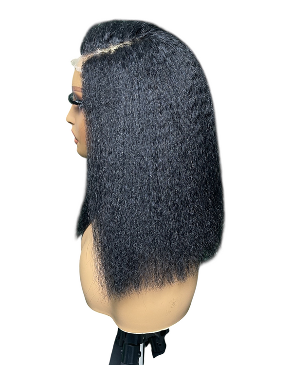 Cabello humano con encaje transparente de 5x5 y estilo bob estilo yaki de 12 pulgadas