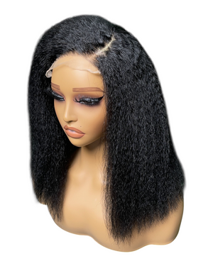 Cabello humano con encaje transparente de 5x5 y estilo bob estilo yaki de 12 pulgadas