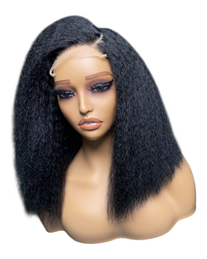 Cabello humano con encaje transparente de 5x5 y estilo bob estilo yaki de 12 pulgadas