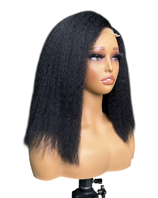 Cabello humano con encaje transparente de 5x5 y estilo bob estilo yaki de 12 pulgadas