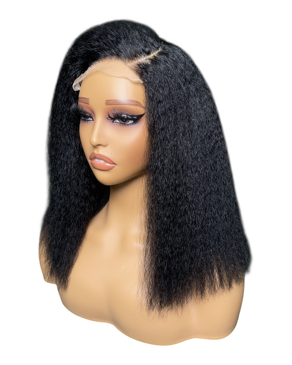 Cabello humano con encaje transparente de 5x5 y estilo bob estilo yaki de 12 pulgadas