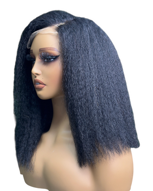 Cabello humano con encaje transparente de 5x5 y estilo bob estilo yaki de 12 pulgadas
