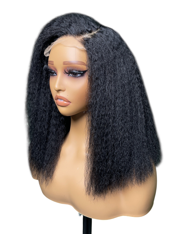 Cabello humano con encaje transparente de 5x5 y estilo bob estilo yaki de 12 pulgadas