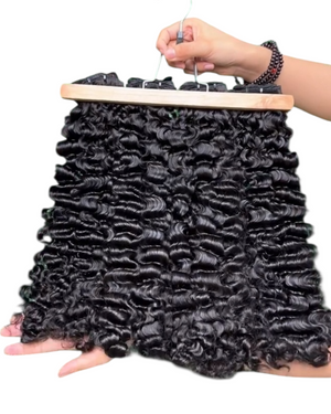 Paquetes de cabello humano con rizos birmanos de doble estiramiento