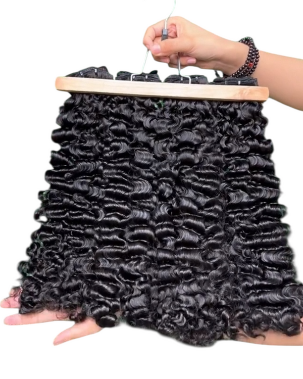 Paquetes de cabello humano con rizos birmanos de doble estiramiento