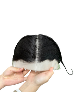 Peluca frontal trenzada de encaje transparente de 13 x 4 pulgadas, de 12 pulgadas, con gel automático para turbante, media peluca y diadema.