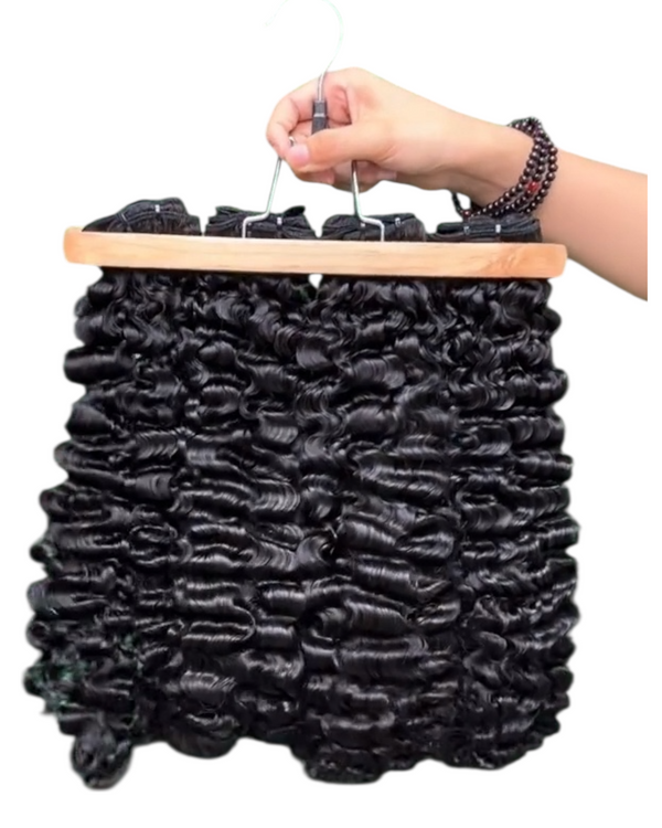 Paquetes de cabello humano con rizos birmanos de doble estiramiento