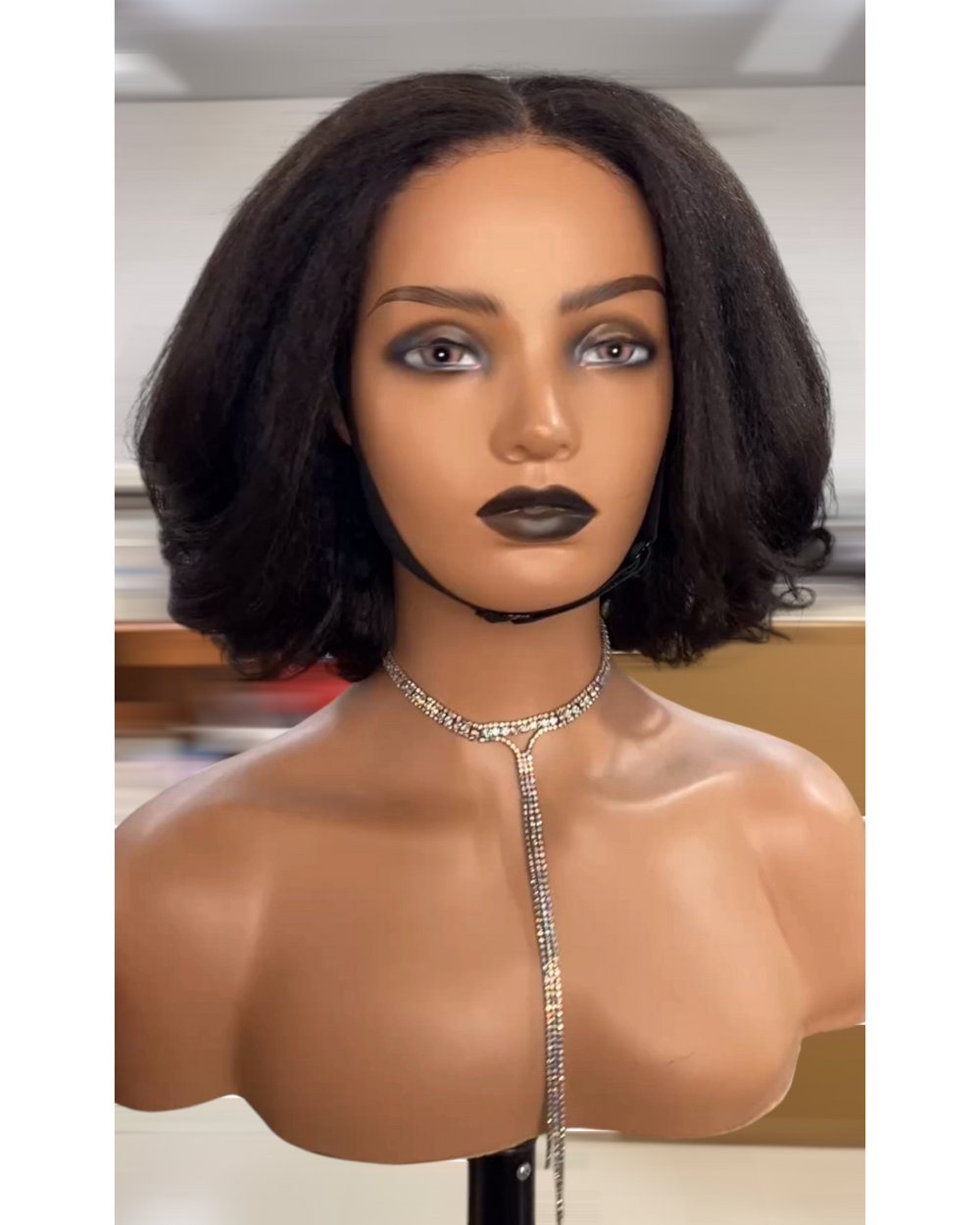 Glue-less 5x5 kinky straight transparent lace closure wig