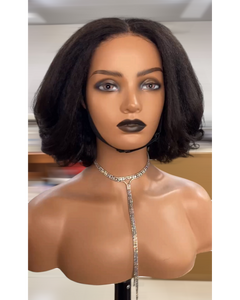 Glue-less 5x5 kinky straight transparent lace closure wig