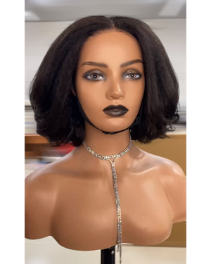Glue-less 5x5 kinky straight transparent lace closure wig