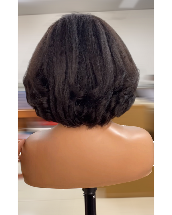 Glue-less 5x5 kinky straight transparent lace closure wig