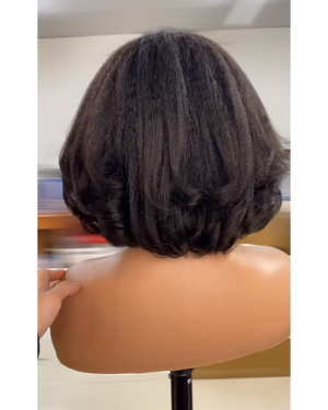 Glue-less 5x5 kinky straight transparent lace closure wig