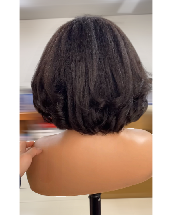 Glue-less 5x5 kinky straight transparent lace closure wig