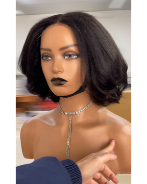 Glue-less 5x5 kinky straight transparent lace closure wig