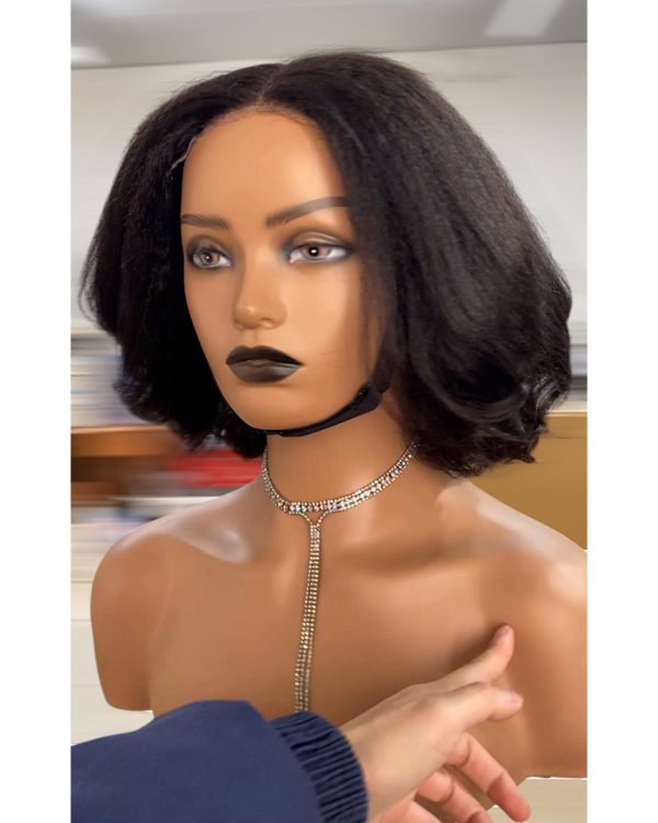 Glue-less 5x5 kinky straight transparent lace closure wig