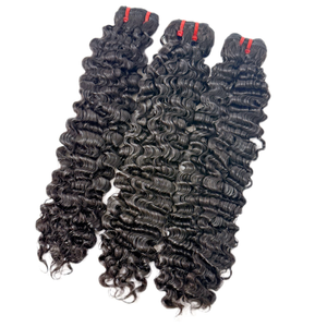 Hdtexturehair Deep Wave 100% human hair bundles in dark brown with a rich, bouncy curl pattern.