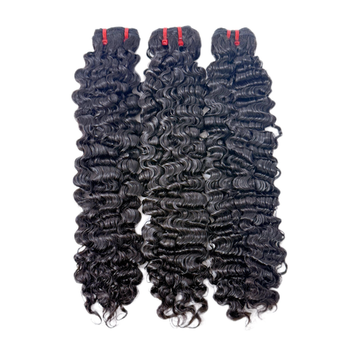 Hdtexturehair Deep Wave Hair Bundles, 100% human hair, dark color, deep wave pattern, 3 bundles
