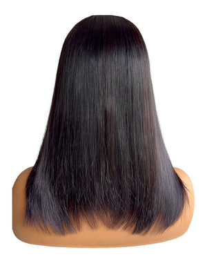 Peluca de encaje Bob natural con parte en T de 10 pulgadas y 180 %