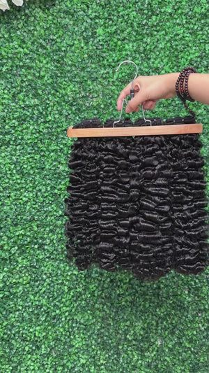 Paquetes de cabello humano con rizos birmanos de doble estiramiento